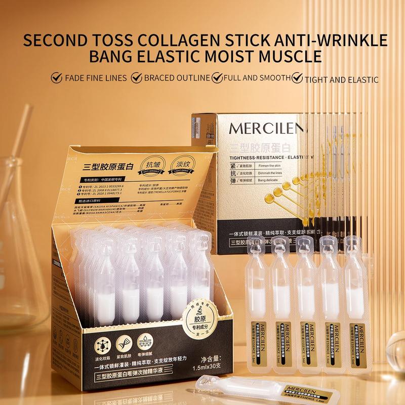 Collagen Thread Lift Essence, 30pcs box Moisturizing Facial Serum, Hydrating Facial Essence, Face Care for Women & Men