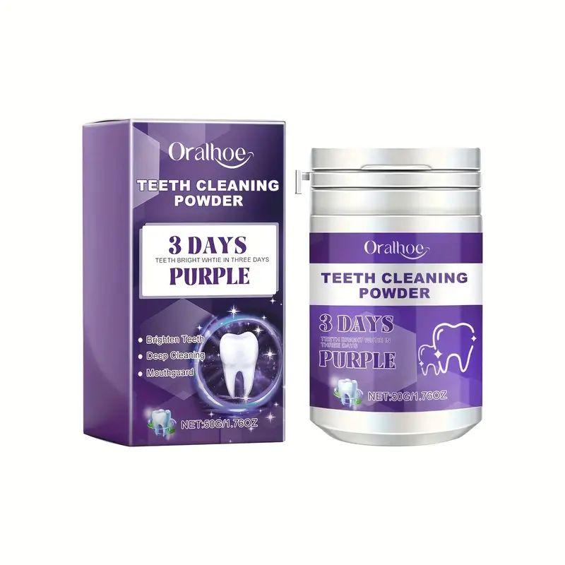 Purple Teeth Cleaning Powder, Teeth Polishing Teeth Deep Cleansing Powder,teeth whitening kit， teeth whitening powder，Fresh Breath And Basic Cleansing - Pearl Essence Mint Flavour Teeth Care Oral