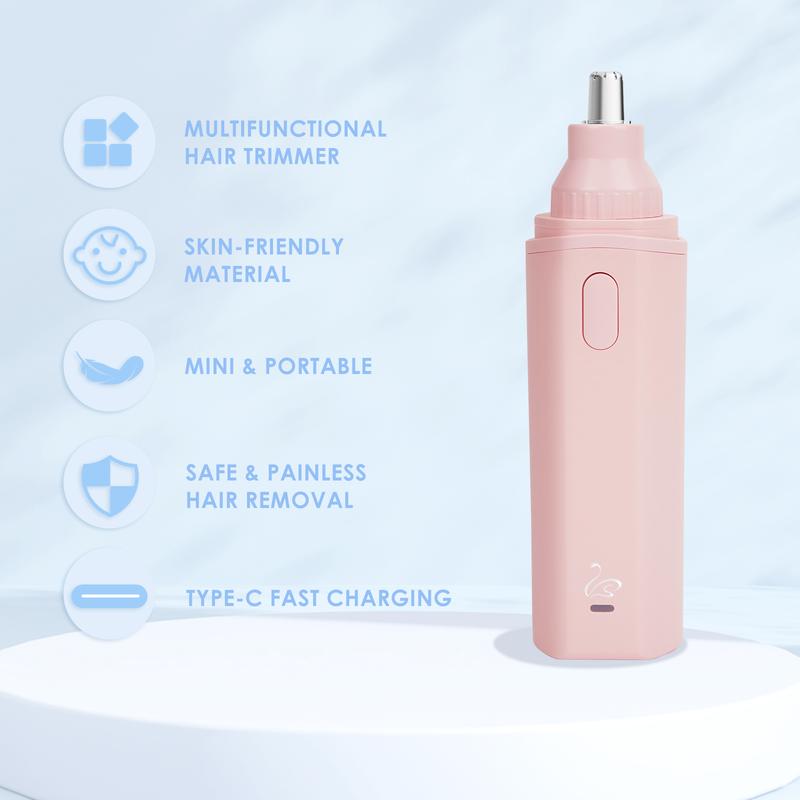 2-in-1 Portable Nose - Facial Hair Trimmer, Comfortable, Rechargeable. Electric Shaver, Eyebrow, Body, Nose Pore Removers, Gift for Winter, Christmas.