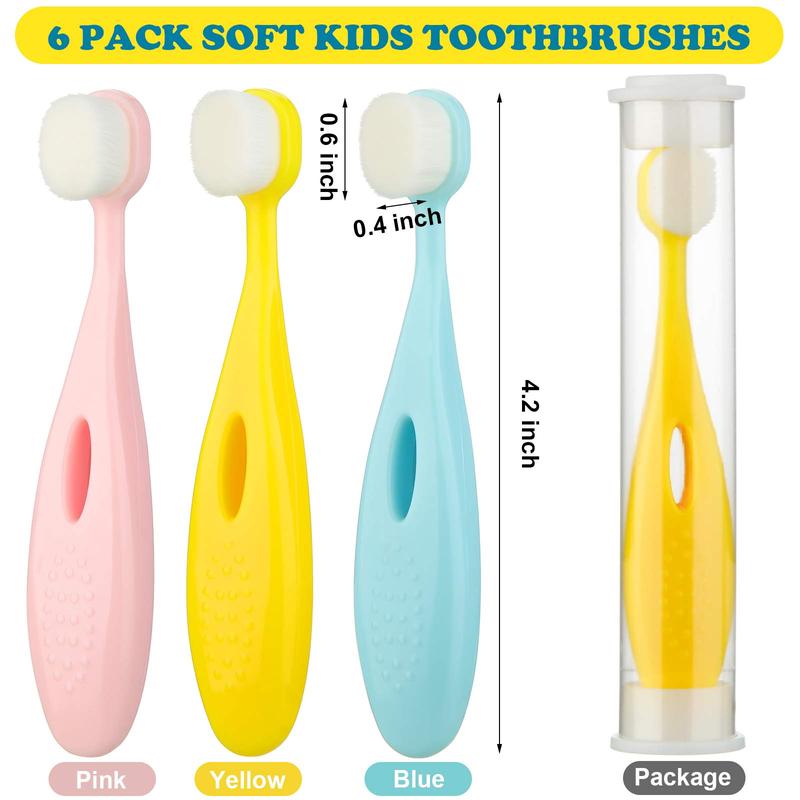 6 Pieces Kids Extra Soft Nano Toothbrush Children Bristles Toothbrush Children Micro Nano Manual Toothbrush Set with 20000 Bristles for Age 1 and Above Boys Girls Gum Protecting Cleaning