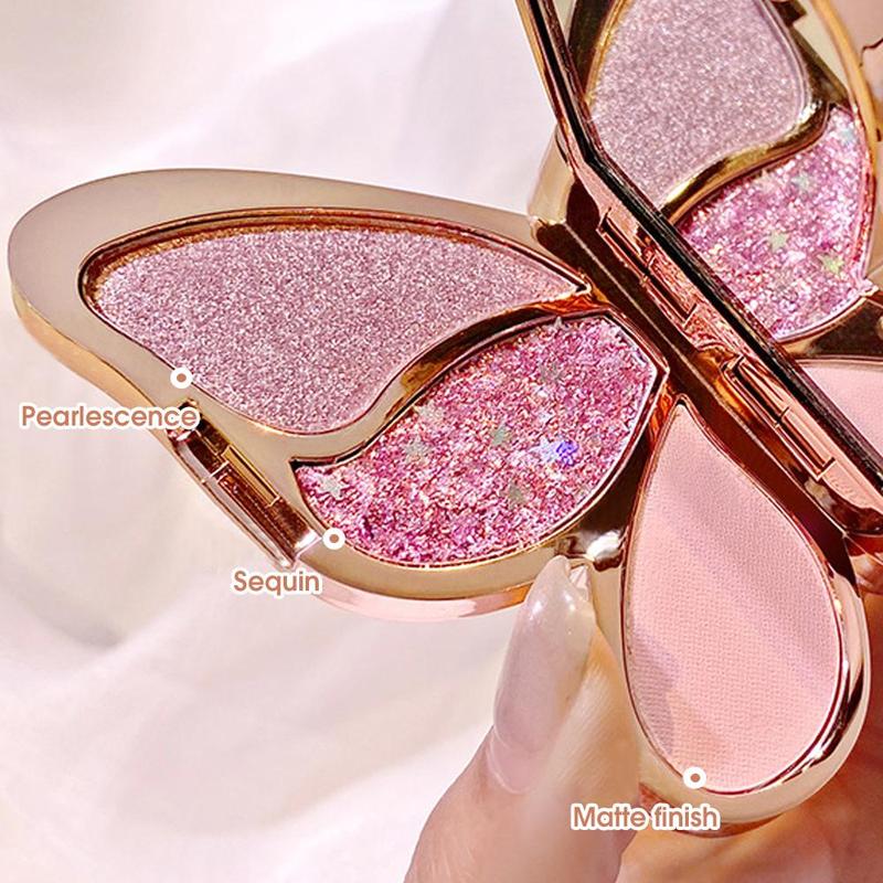 Butterfly Design Eyeshadow Palette, Matte & Glitter Makeup Palette, Long Lasting High Pigmented Blendable Eyeshadow Powder for All Styles & Occasions
