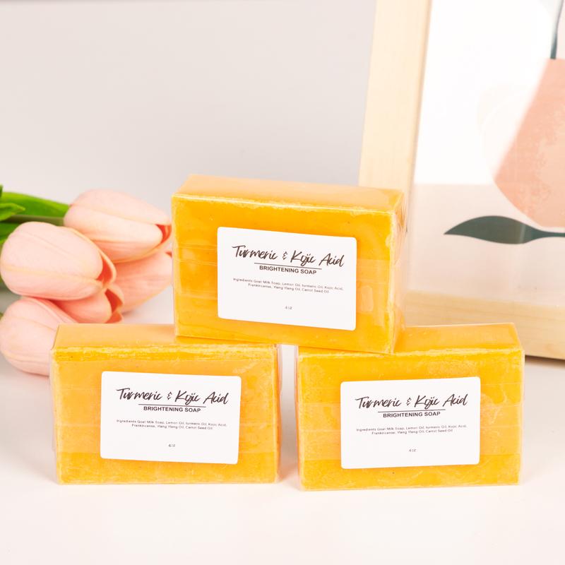 Handmade Soap For Body Wash Face Cleansing Soap Kojic Acid Soap Turmeric Acid Brightening Soap Body Care Acne Coconut Organic Cleanser Skin Care Comfort Skin Repair