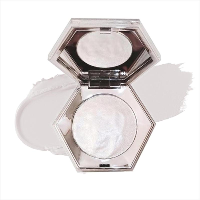 Pearl White Silver Face Highlighter Makeup Shimmer Glitter Diamond Sparkly Highlighters Makeup Palette Powder, Oil Control Flawless Makeup Setting Powder, Lightweight Face Powder Makeup & Finishing Powder, Lasting Matte Pressed Powder