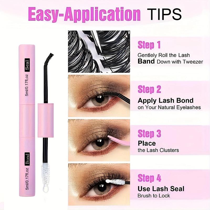 Waterproof DIY Eyelash Extension Adhesive and Sealing, 2 in 1 Long-lasting Strong Eyelash Glue, Eyelash Extension Glue for Cluster Eyelashes