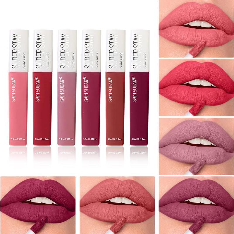 Long-lasting Matte Lip Gloss, 1 Count Waterproof Velvet Lip Glaze, Moisturizing Lipstick, Suitable for All Occasions Lip Makeup, Girls and Women Makeup Accessories, Christmas Gift