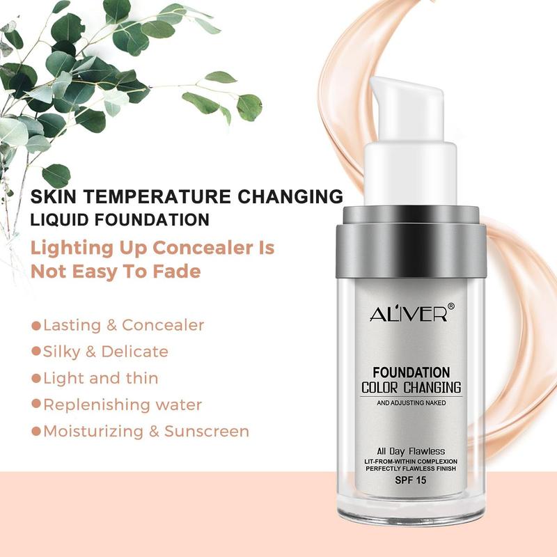 ALIVER Liquid foundation Sunscreen Full Coverage Natural Color Face Primer Base Makeup 2Pcs