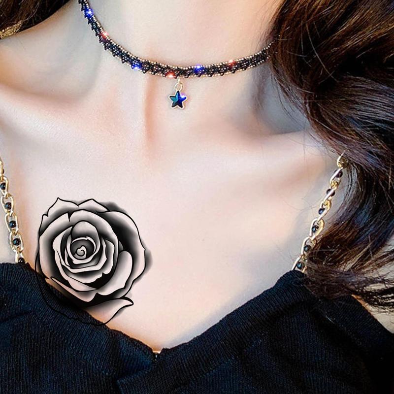 Flower Pattern Temporary Tattoo Sticker, Life-like Decorative Temporary Tattoo, Long Lasting Fake Tattoos for Women & Men, Body Art Decoration, Christmas Gift