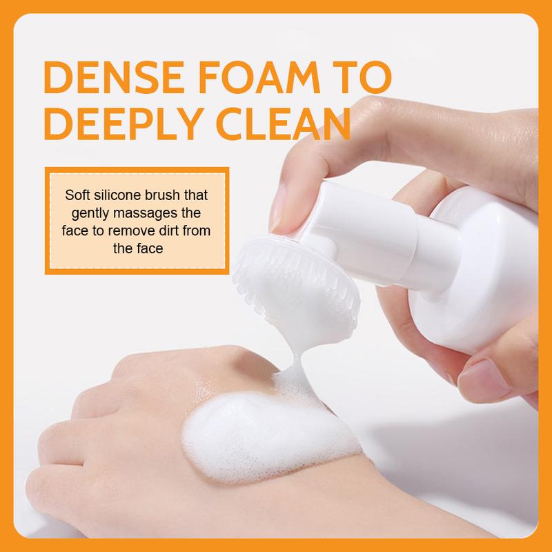 2Pcs 100ml New Turmeric + Kojic Acid Foaming Facial Cleanser + Silicone Brush Cleansing Skincare Comfort Skin Repair Gentle Turmeric Facial Wash Facial Cleansing