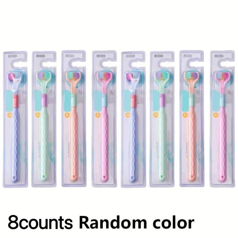 360 Degree 3-headed Soft & Hard Bristle Toothbrush, 2 8 Counts Oral Care Toothbrush, Oral Care Product for Adults, Travel Toothbrush, Christmas, Christmas Gift