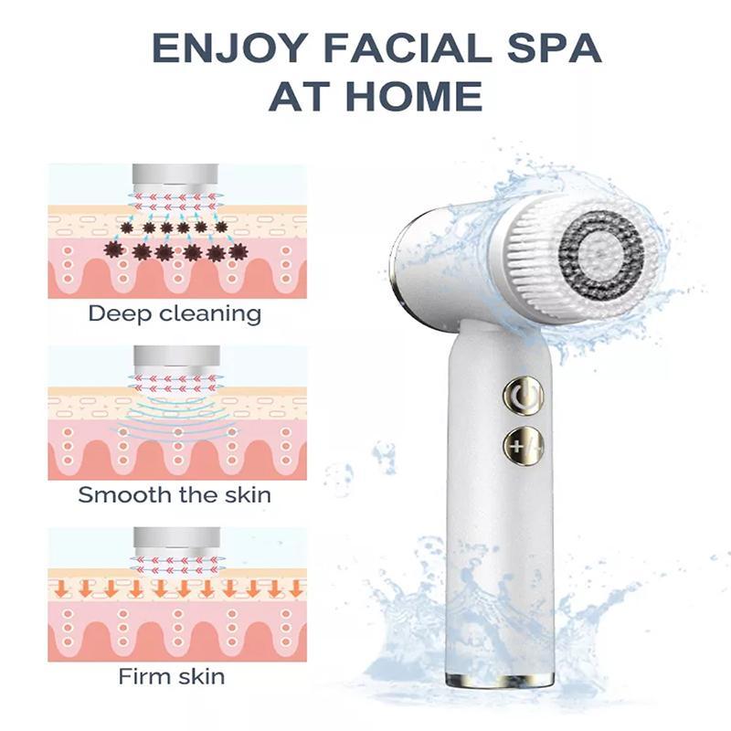6 in 1 Electric Facial Cleansing Brush with LCD Display Screen, 1 Set Silicone Face Massager, Facial Beauty Instrument for Women & Men, Electric Face Wash