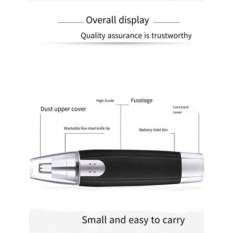 Water Resistant Nose Hair Trimmer For Men And Women - Painless Ear And Facial Hair Removal With Dual Edge Blades And Mute Motor