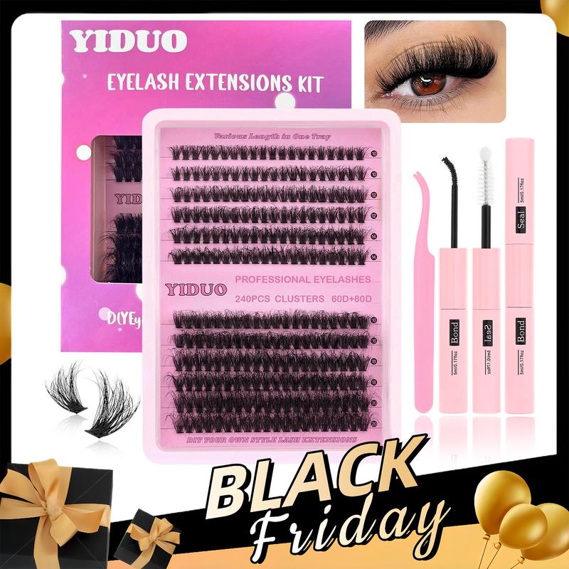 Natural Eyelash Extensions Set, Fluffy False Eyelashes with Eyelash Tweezers & Eyelash Glue, Curling Strip Lashes, Natural Curl Lashes, V Curl Lash Extension, National Day Makeup, Makeup Products Back To School Lashes Extension Kit, Christmas Gift