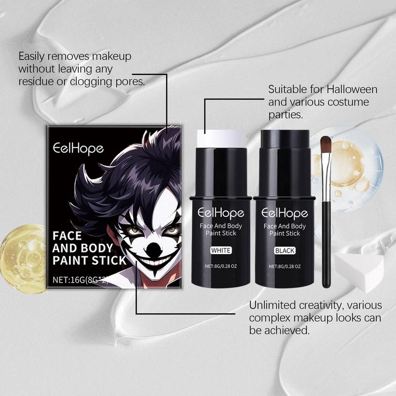 Festival Face Paint Stick Set, 1 Set Long Lasting Face Paint Makeup Kit with Sponge & Brush, Professional Cosmetic Product for Women & Girls