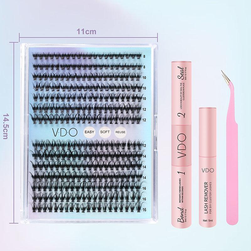 V · D · O DIY Lash Cluster Kit Makeup, natural eyes DIY Fluffy lash clusters kit false lash falsies eyelashes, christmas 2024 ornament lash tweezer
