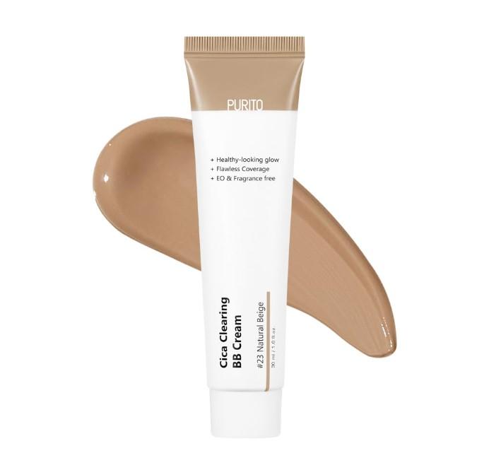 PURITO Cica Clearing BB Cream #23 Natural Beige 1 fl.oz   30ml, Vegan bb cream, foundation, cruelty free