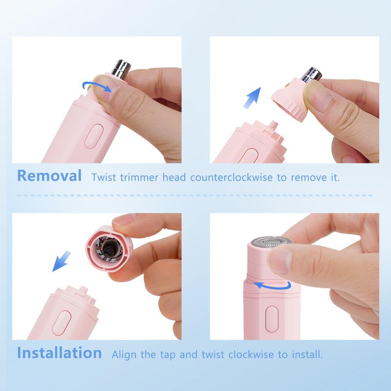 2-in-1 Portable Nose - Facial Hair Trimmer, Comfortable, Rechargeable. Electric Shaver, Eyebrow, Body, Nose Pore Removers, Gift for Winter, Christmas.