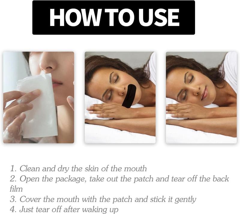 Comfortable sleep adhesive tape (60 pieces) Stop snoring, improve the temperature of mouth breathing and the monthly supply of adhesive tape effective anti snoring, anti snoring tape, mouth tape, sleep facial mask, suitable for men and women.