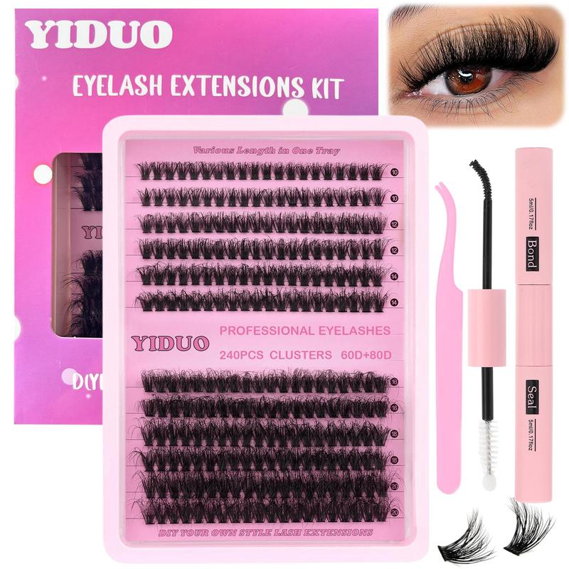 Natural Eyelash Extensions Set, Fluffy False Eyelashes with Eyelash Tweezers & Eyelash Glue, Curling Strip Lashes, Natural Curl Lashes, V Curl Lash Extension, National Day Makeup, Makeup Products Back To School Lashes Extension Kit, Christmas Gift