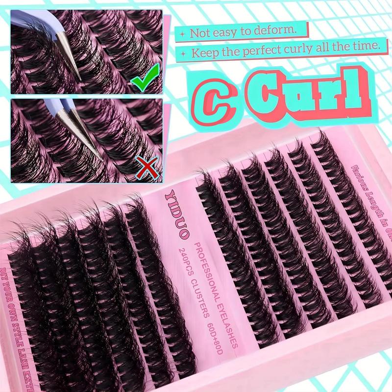 Natural Eyelash Extensions Set, Fluffy False Eyelashes with Eyelash Tweezers & Eyelash Glue, Curling Strip Lashes, Natural Curl Lashes, V Curl Lash Extension, National Day Makeup, Makeup Products Back To School Lashes Extension Kit, Christmas Gift