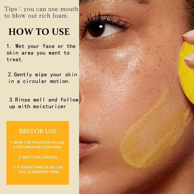 Turmeric & Kojic Acid Face Cleansing Pads, 2 Counts Brightening Exfoliating Cleanser for Acne-prone Skin & Makeup Removal for Face & Body Women & Men