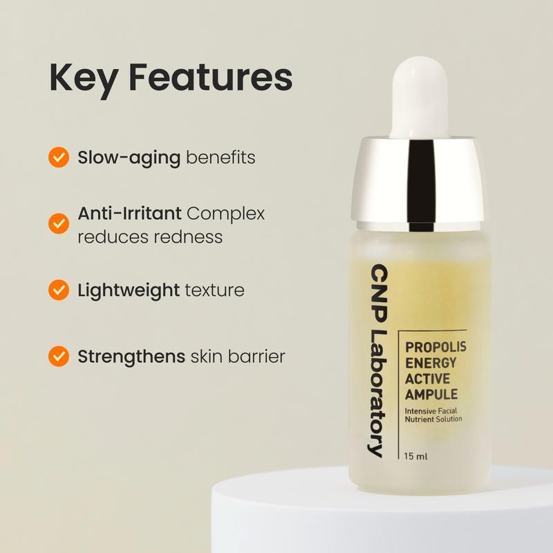 [CNP Official Shop] Honey Glass Skin Serum - Propolis Energy Ampoule with Hyaluronic Acid & Ceramides, Hydrating & Anti-Aging, Centella for Soothing Sensitive Skin, Korean Skincare (0.5 fl.oz & 1.18 fl. oz)