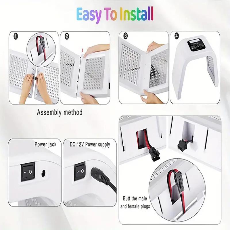 Foldable LED Facial Spa Machine, Professional 7 Colors LED Facial Mask, Multifunctional Beauty Instrument for Face Body Neck, Christmas Gift