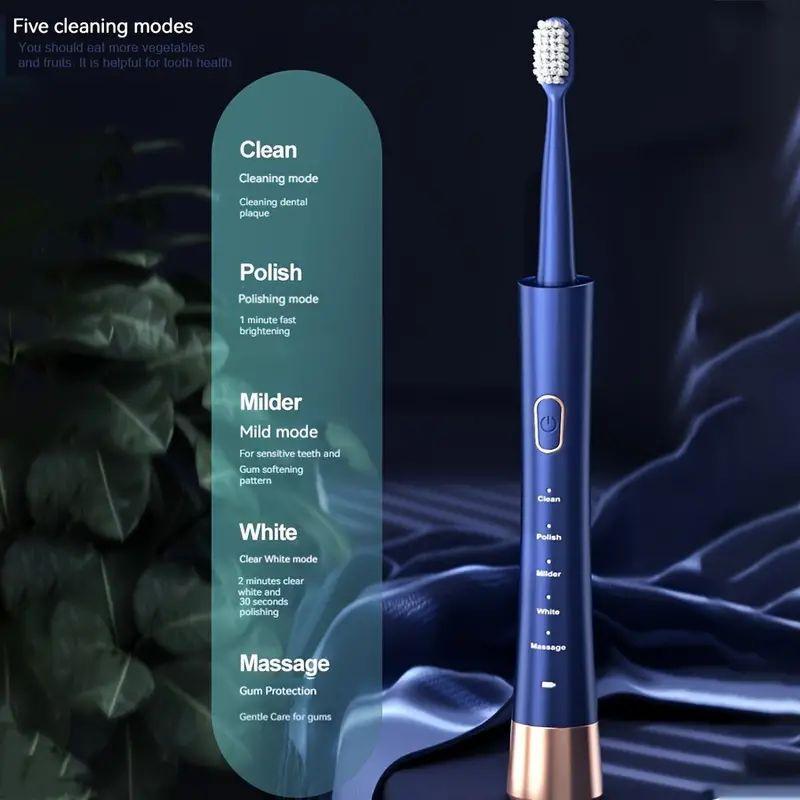 Christmas Electric Toothbrush, 1 Box Rechargeable Sonic Teeth Cleaning Toothbrush with 8 Counts Brush Heads, Portable Toothbrush for Adults, Electric Teeth Cleaner, Gift for Christmas, Fall, Winter Gift, Gift