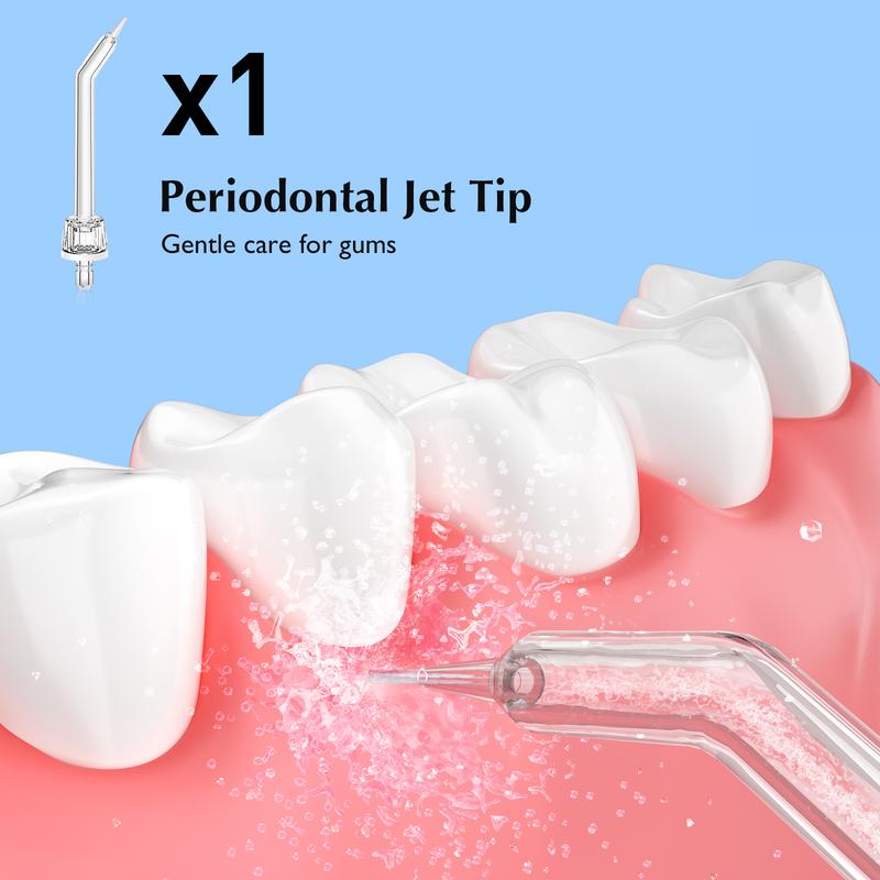 COSLUS 5-Pack Water Dental Flosser Replacement Tips: 2 Standard, Orthodontic, Periodontal, Tongue Scraper - Easy to Replace, Versatile Nozzles for Optimal Oral Hygiene