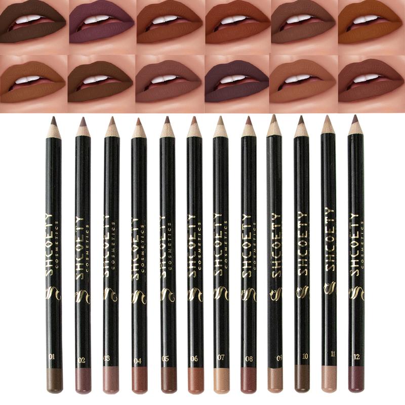 12-color Matte Lip Liner Set Nude Lipstick Long-lasting Non-Bleaching Lip Liner Makeup Eyeliner Gloss Lipliner Smooth holy grail line loud  Cosmetic Waterproof