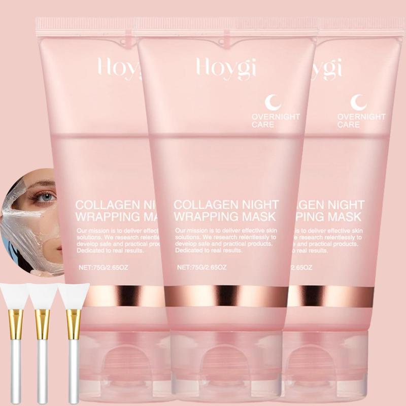 Collagen Overnight Wrapping Peel Off Facial Mask, 3 Boxes Deep Cleansing & Moisturizing Facial Mask for Christmas Gift, Facial Skin Care Product for Women & Men