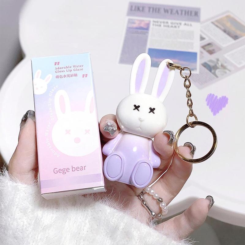 Cute Rabbit Design Lip Gloss, 3 Counts set Moisturizing Lip Glaze, Long Lasting Tinted Lip Oil for Girls & Women