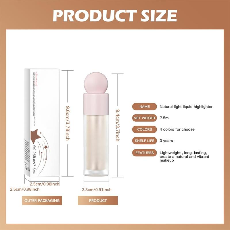 Liquid Highlighter Makeup, Face Highlighter Bronzer Makeup Stick, Natural Glossy Finish, Lightweight Blendable Silky Smooth Cream Face Illuminator Makeup, Cruelty-free, 01# MOONLIGHT