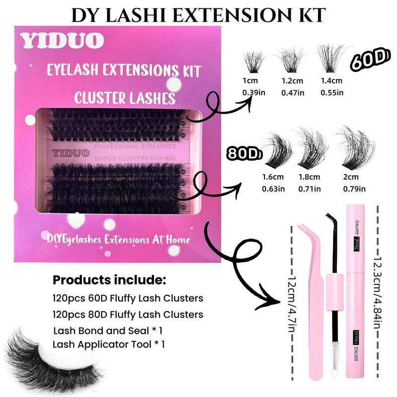 Natural Eyelash Extensions Set, Fluffy False Eyelashes with Eyelash Tweezers & Eyelash Glue, Curling Strip Lashes, Natural Curl Lashes, V Curl Lash Extension, National Day Makeup, Makeup Products Back To School Lashes Extension Kit, Christmas Gift