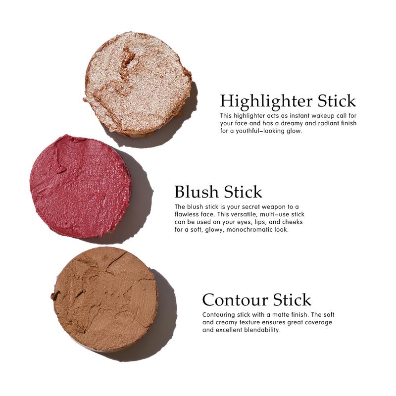 bayfree Multi Stick Trio Face Makeup,Cream Blush Stick for Cheeks & Lips, Contour Stick & Highlighter Makeup Sticks
