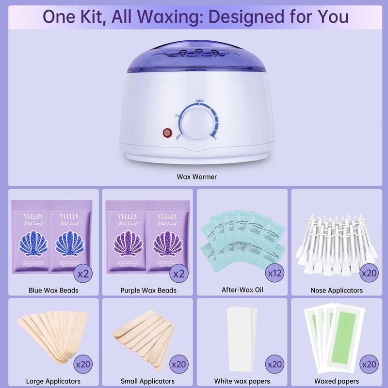 Waxing Kit for Women and Men, 1 Set Adjustable Temperature Waxing Machine with Accessories, Multiple Formulas Target Different Types Of Sensitive Skin