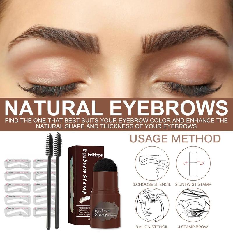 Eyebrow Stencil & Eyebrow Stamp & Eyebrow Brush Set, 1 Box Waterproof Natural Eyebrow Shading & Filling Makeup Kit, Eye Brow Makeup Products