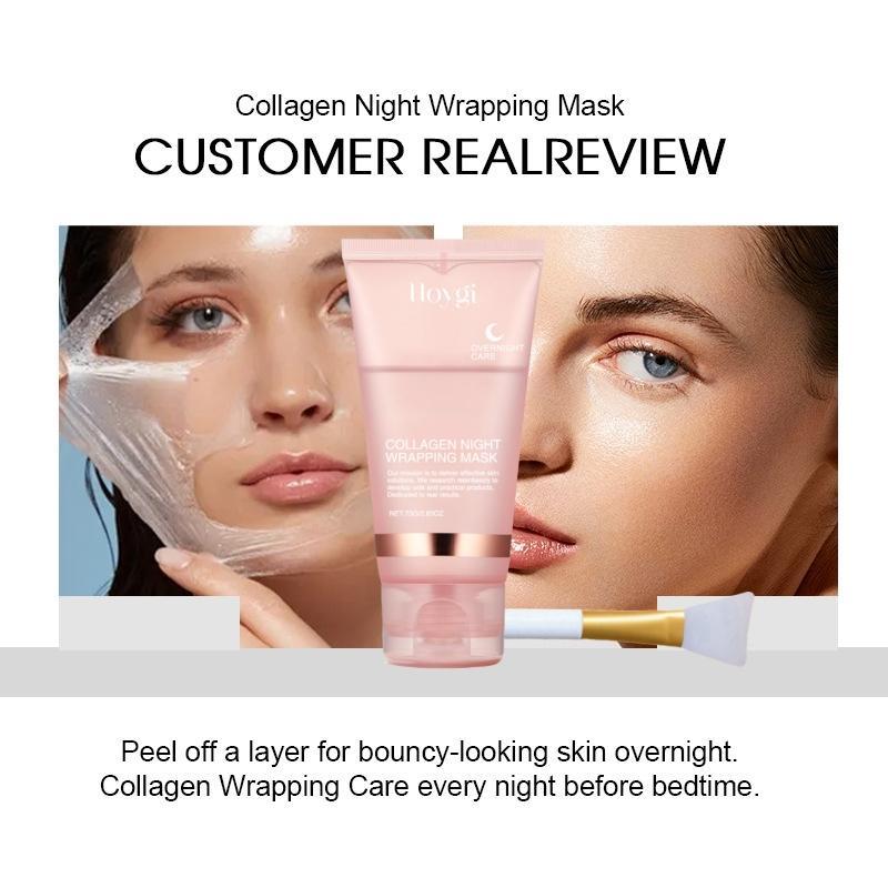 Collagen Overnight Wrapping Peel Off Facial Mask, 3 Boxes Deep Cleansing & Moisturizing Facial Mask for Christmas Gift, Facial Skin Care Product for Women & Men
