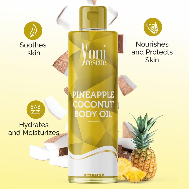 Pineapple Coconut Body & Bath Care Set- Shower Gel(4oz),  Body Essential Oil(4oz) by Yoni Rescue