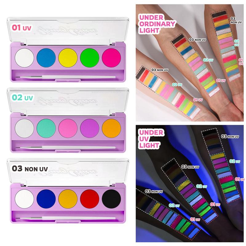 Body Paint Palette with Brush, 1 Count Colorful Body Paint Palette, Body Makeup Kit for Women & Girls, Cosmetic Product for Party
