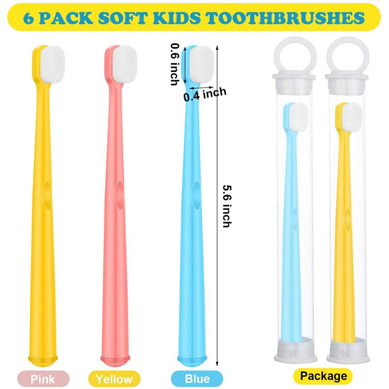 6 Pieces Kids Extra Soft Nano Toothbrush Children Bristles Toothbrush Children Micro Nano Manual Toothbrush Set with 20000 Bristles for Age 1 and Above Boys Girls Gum Protecting Cleaning