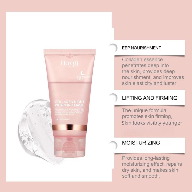 Collagen Overnight Wrapping Peel Off Facial Mask, 3 Boxes Deep Cleansing & Moisturizing Facial Mask for Christmas Gift, Facial Skin Care Product for Women & Men