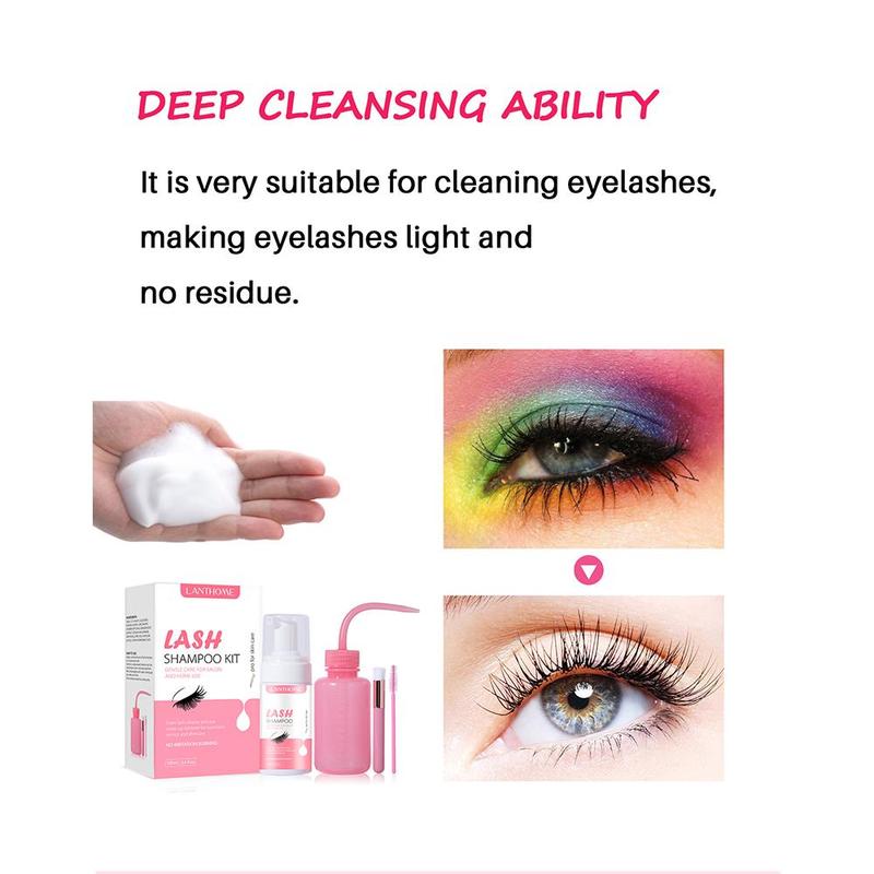 Lash Shampoo Kit, 1 Set Eyelash Extension Cleanser & Brush & Spray Bottle, Professional Eye Makeup Remover, Eye Makeup Removal Product for Women