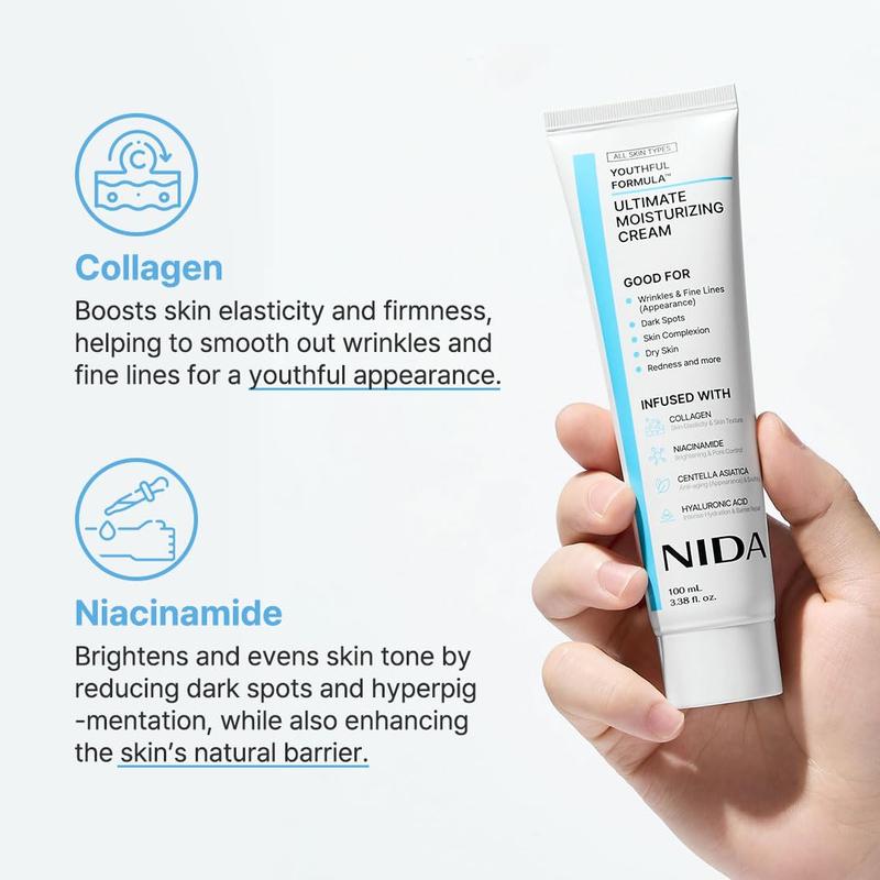Ultimate Moisturizing Cream, Moisturizers Skincare | Centella Asiatica, Niacinamide, Fine Lines, Hyaluronic Acid, Collagen | Skin Repair, Wrinkles, Dark Spots, Dry Skin, Redness | 3.38 fl. oz., 100ml