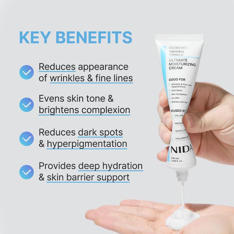 Ultimate Moisturizing Cream, Moisturizers Skincare | Centella Asiatica, Niacinamide, Fine Lines, Hyaluronic Acid, Collagen | Skin Repair, Wrinkles, Dark Spots, Dry Skin, Redness | 3.38 fl. oz., 100ml