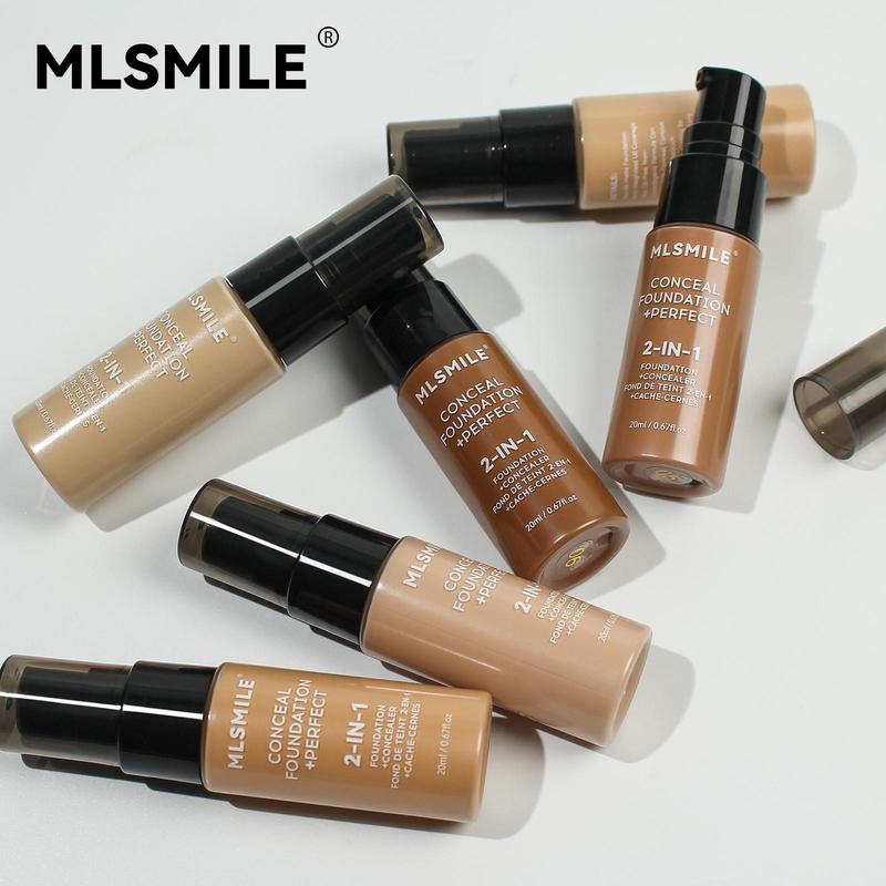 Long-lasting Concealer Foundation, 2 Counts set Lightweight Foundation Suitable for All Skin Types, Oil-control Concealer Foundation for Women & Girls