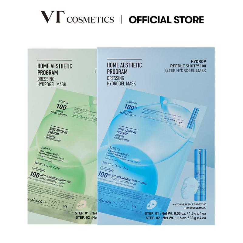 [Official VT Cosmetics] Reedle Shot 100 2-Step Hydrogel Mask 4EA Duo Reti-A + Hydrop | Pore Tightening + Hydrating Overnight Melting Mask