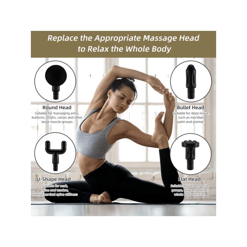 Portable Mini Massage Gun, Electric Massage Percussion Massager for Deep Tissue, Interchangeable 4 Massage Heads 6 Adjustable Speeds, for Christmas Gifts, Holiday Gifts for Men and Women, Muscle Relaxation