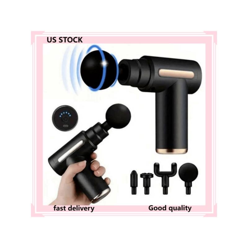 Portable Mini Massage Gun, Electric Massage Percussion Massager for Deep Tissue, Interchangeable 4 Massage Heads 6 Adjustable Speeds, for Christmas Gifts, Holiday Gifts for Men and Women, Muscle Relaxation