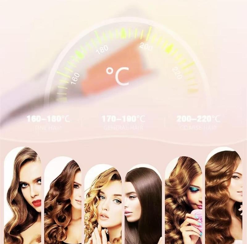 French Wave Curlinglron,32mm French Deep U-Shaped Curlinglron, Romantic Egg Curl Curling Tool, FastHeating Adjustable Temperature, Suitable forAny Hairstyle Hair Type Flawless Handle