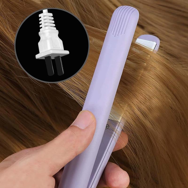Mini Hair Straightener 2 in 1 Straight and Curly Hair Flat Iron Ceramic Tourmaline Plate 100-240V 20W US Plug (Purple)Thanksgiving, Christmas, New Year Gift